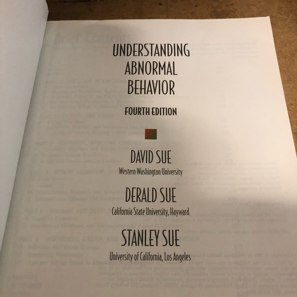 Understanding Abnormal Behavior Fourth Edition by Sue - Picture 5 of 9